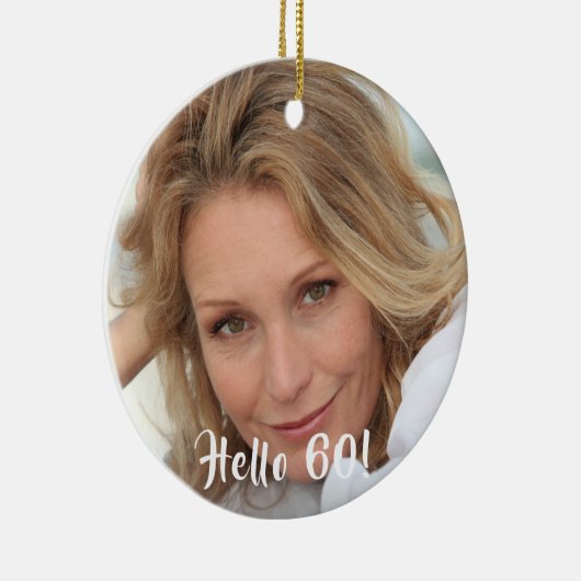 60e verjaardag foto hallo 60 keramisch ornament (Rechts)