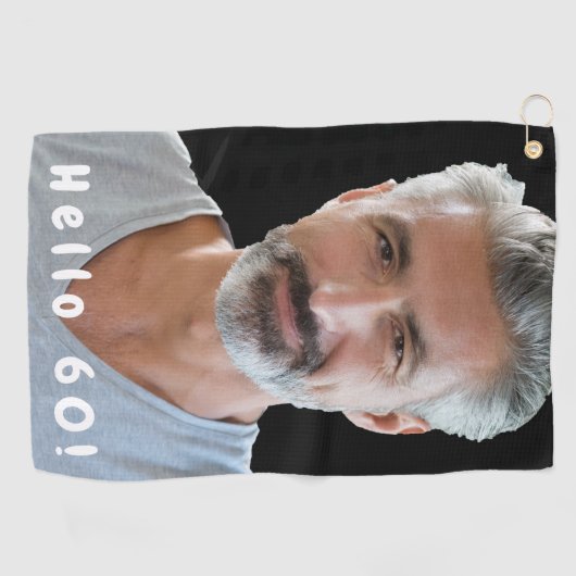 60e verjaardag foto hallo 60 man golfhanddoek (Horizontaal)