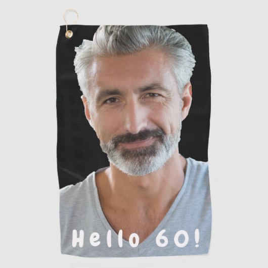 60e verjaardag foto hallo 60 man golfhanddoek (Voorkant)