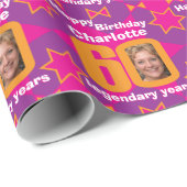 60e verjaardag foto leuke meisjes roze cadeauomsla cadeaupapier (Rol Hoek)