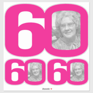 60e verjaardag foto op de 0 stickers