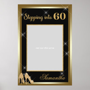 60e verjaardag Foto Prop Lijst Gold op hoog niveau Poster