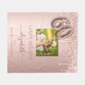 60e verjaardag foto roos gouden roze vrienden fleece deken (Voorkant (Horizontaal))