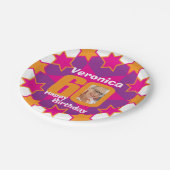 60e verjaardag foto roze ster paper bord (Gekanteld)