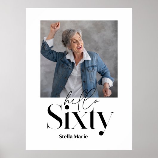 60e verjaardag foto typografie Modern minimaal Poster (Voorkant)