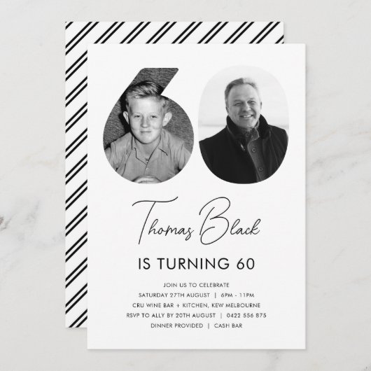 60e verjaardag foto uitnodiging (Voorkant / Achterkant)