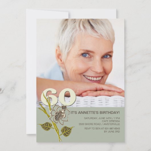 60e verjaardag foto uitnodiging (Voorkant)