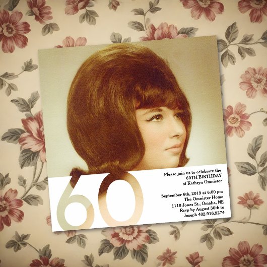 60e verjaardag foto uitnodiging - 5.25 x 5.25