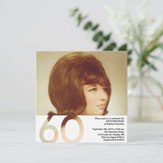 60e verjaardag foto uitnodiging - 5.25 x 5.25 (Staand voorkant)