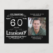 60e verjaardag Foto van Black  Birthday Invites Briefkaart (Voorkant)