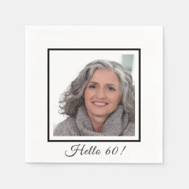 60e verjaardag foto zwart minimalistisch elegant servet