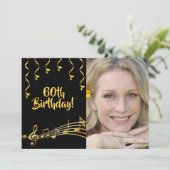60e verjaardag foto zwarte gouden glazen kaart (Staand voorkant)