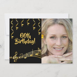 60e verjaardag foto zwarte gouden glazen kaart