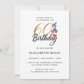 60e verjaardag fotocollage gouden script typografi kaart (Achterkant)