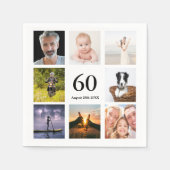 60e verjaardag fotocollage jongens servet (Voorkant)