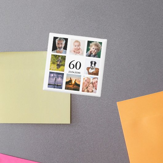 60e verjaardag fotocollage man magneet
