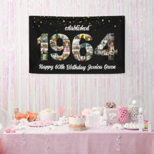 60e verjaardag fotocollage opgericht 1964 spandoek
