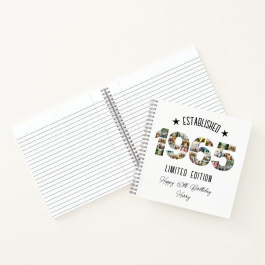 60e verjaardag fotocollage opgericht 1965 notitieboek (Binnen)