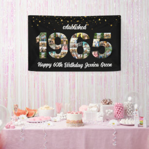 60e verjaardag fotocollage opgericht 1965 spandoek