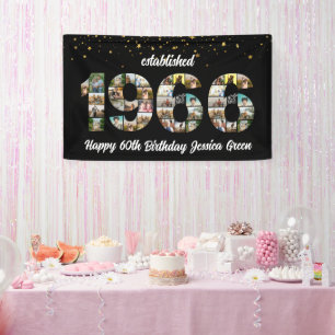 60e verjaardag fotocollage opgericht 1966 spandoek