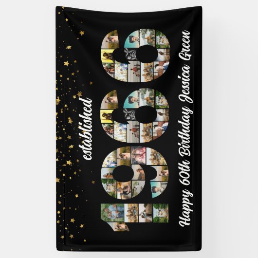 60e verjaardag fotocollage opgericht 1966 spandoek (Verticaal)