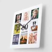 60e verjaardag fotocollage vierkante klok (Hoek)