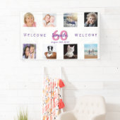 60e verjaardag fotocollage vrouw wit spandoek (Insitu)