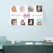 60e verjaardag fotocollage vrouw wit spandoek (Beurs)