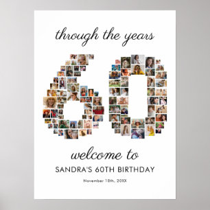 60e verjaardag fotocollage welkom poster
