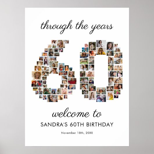 60e verjaardag fotocollage welkom poster (Voorkant)