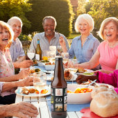 60e verjaardag fotocollage zwarte man bier etiket
