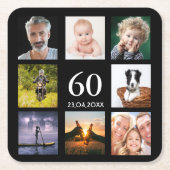 60e verjaardag fotocollage zwarte man kartonnen onderzetters (Voorkant)