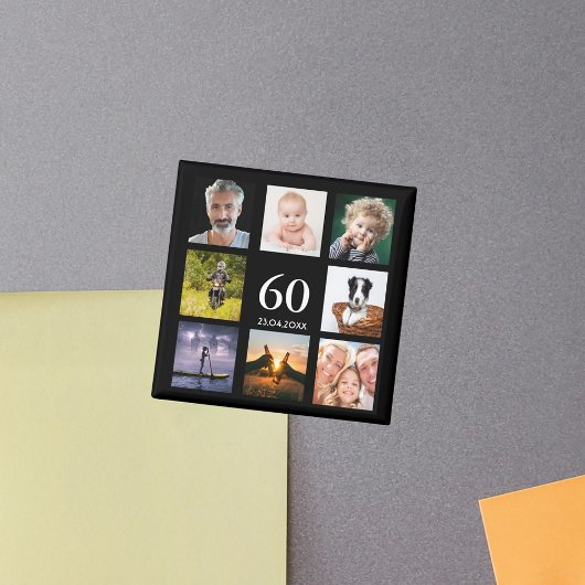 60e verjaardag fotocollage zwarte man magneet