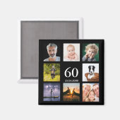 60e verjaardag fotocollage zwarte man magneet (Voorkant / Achterkant)