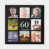 60e verjaardag fotocollage zwarte man magneet (Voorkant)