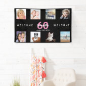 60e verjaardag fotocollage zwarte vrouw zwart spandoek (Insitu)