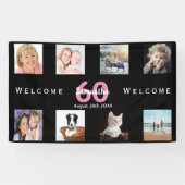 60e verjaardag fotocollage zwarte vrouw zwart spandoek (Horizontaal)
