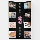 60e verjaardag fotocollage zwarte vrouw zwart spandoek (Verticaal)