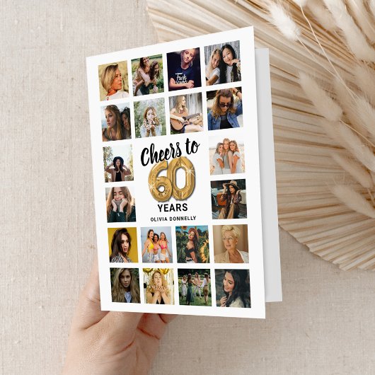 60e verjaardag fotocollagekaart