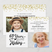 60e verjaardag Foto's Gold Confetti Kaart (Voorkant / Achterkant)
