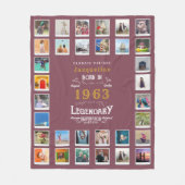 60e verjaardag Fotosjabloon Moeder grootmoeder Fl Fleece Deken (Voorkant)