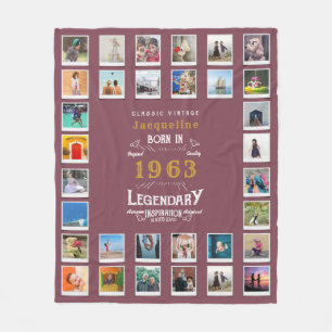 60e verjaardag Fotosjabloon Moeder grootmoeder Fl Fleece Deken