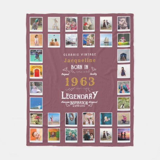 60e verjaardag Fotosjabloon Moeder grootmoeder Fl Fleece Deken (Voorkant)