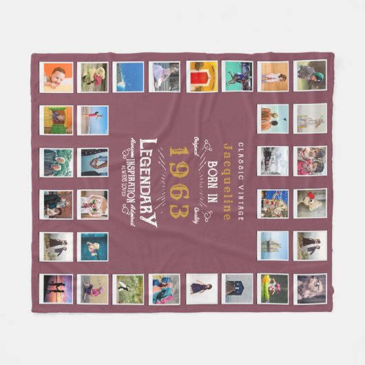 60e verjaardag Fotosjabloon Moeder grootmoeder Fl Fleece Deken (Voorkant (Horizontaal))