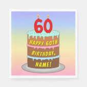 60e verjaardag: Fun Cake and Candles + Custom Name Servet (Voorkant)