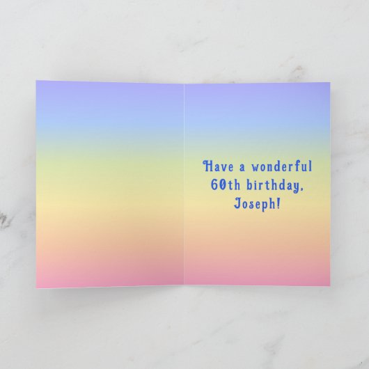 60e verjaardag — Fun Cake & Candles, w/ Eigen naam Kaart (Binnen)