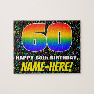 60e verjaardag — Fun, Colorful Music Symbols & "60 Legpuzzel