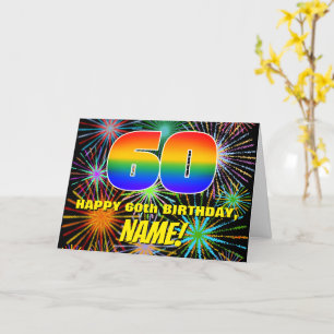 60e verjaardag: Fun, kleurrijk gevuurwerk Kaart