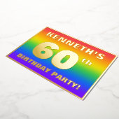 60e verjaardag: Fun, kleurrijk regenboogpatroon Folie Uitnodiging (Gedraaid)
