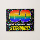 60e verjaardag — Fun, kleurrijk Star Field Pattern Legpuzzel (Horizontaal)